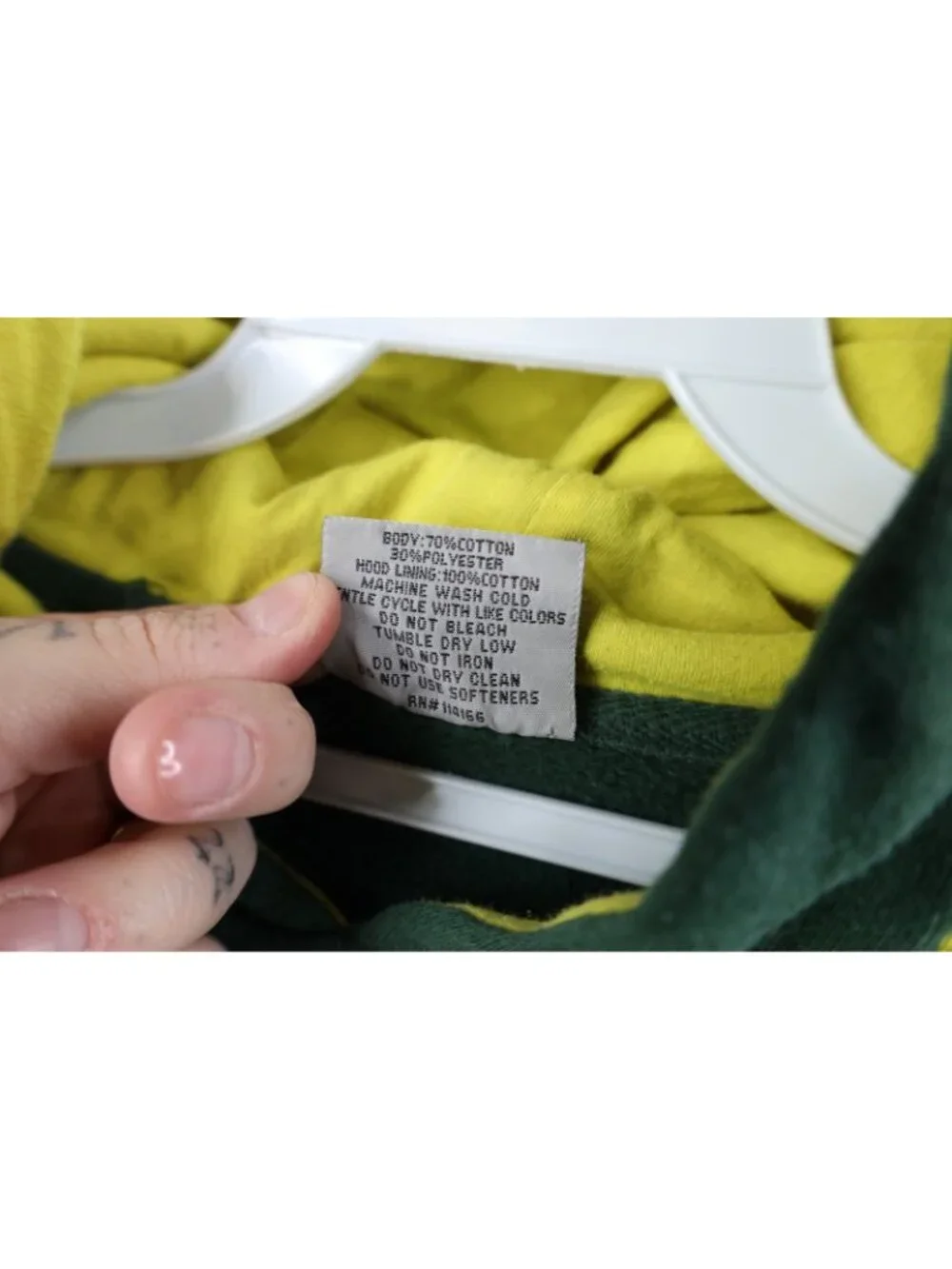 Vintage Y2K Mens Medium Distressed University of Oregon Hoodie Sweatshirt Green
